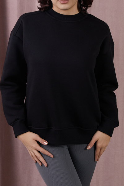 DPARİS Crew Neck Three Thread Ribbed Basic Sweatshirt