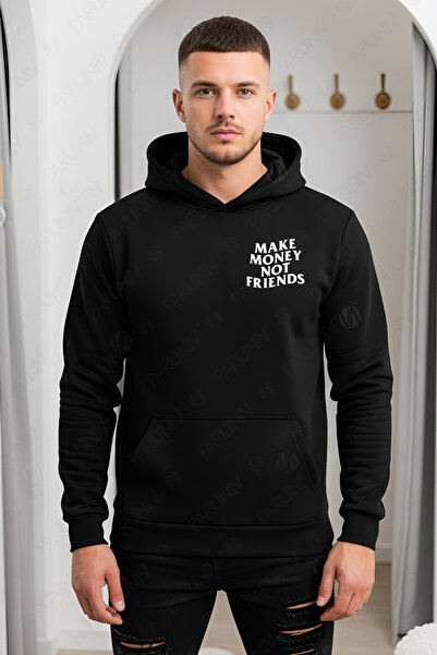 PARUNIV Hanorac barbati Make Money Not Friends, Regular Fit, Bumbac Premium, ...