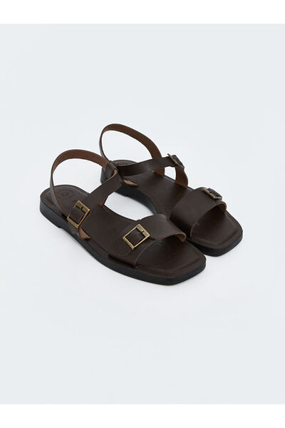 LC Waikiki Brown Leather Look Women's Sandals
