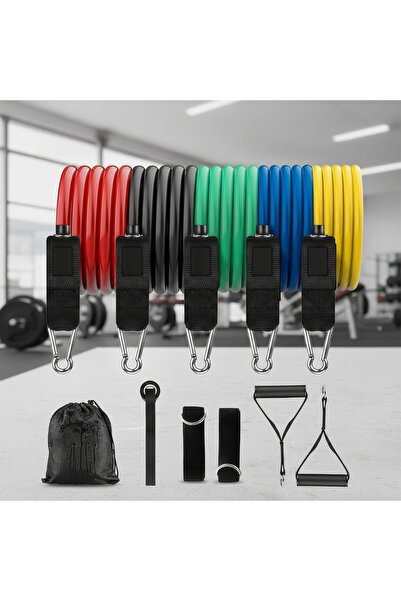 Elindor ® Benzi de rezistență sportive cu 2 mânere și ușă, Pilates, TPE, 222 ...