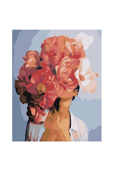Painting by numbers Set pictura pe numere Fata cu bujori roz, panza bumbac pe...