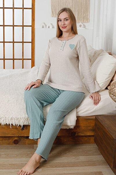 DPARİS Button Detailed Long Sleeve Interlock Pajama Set