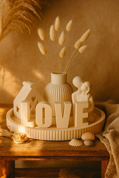 AKANART Studio Love yazılı 5 li set,el yapımı beton obje