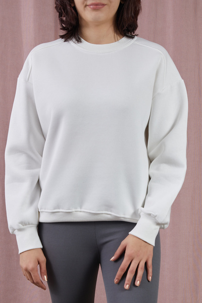 DPARİS Crew Neck Three Thread Ribbed Basic Sweatshirt