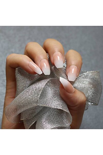 KESNUP Set de 24 de vârfuri de unghii false Ballerina Ombre French White Nude