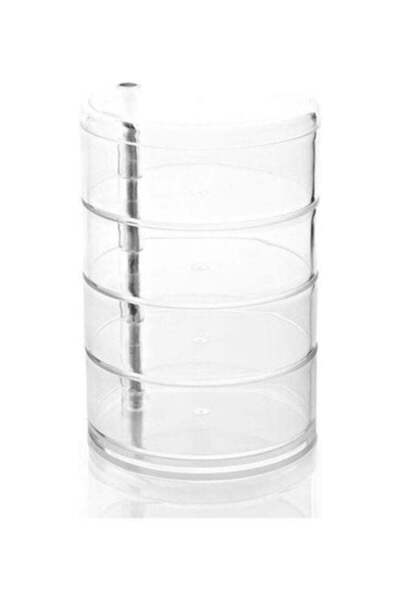 fun zone منظم مستحضرات تجميل أسطواني الشكل من 4 طبقات شفاف