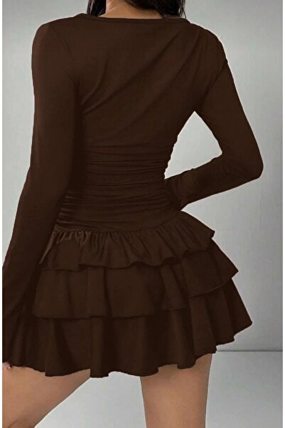 sozan Mini Dress with Layered Skirt and Flounces