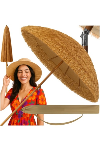 KESNUP Large Hawaiian style beach and garden umbrella, Brown