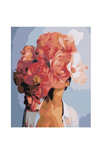 Painting by numbers Set pictura pe numere Fata cu bujori roz, panza bumbac pe...