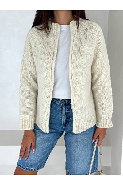 b buhari bykoc High Neck Zippered Knitwear Cardigan