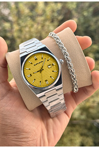 Tulpar Special Supleon Series Steel Band Steel Case Men's Wristwatch with Bracelet Gift