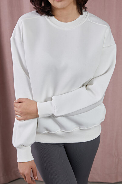 DPARİS Crew Neck Three Thread Ribbed Basic Sweatshirt