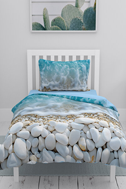 MonoHome 100% Cotton Ranforce Dowry Luxury 5D Digital Single Duvet Cover Set Seaside
