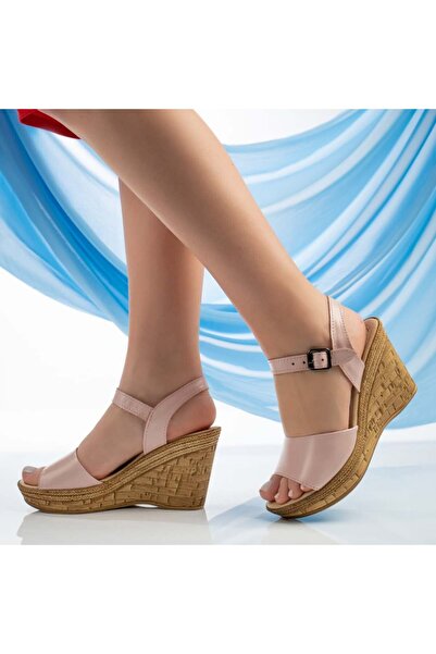 Modlet.ro Sandale damă din piele roz deschis cu platformă MOD08903