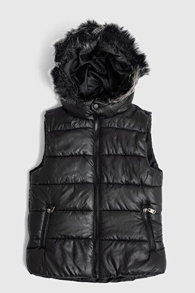 Go Veform Men's Vest with Fiber Filling Inside and Fur Hood