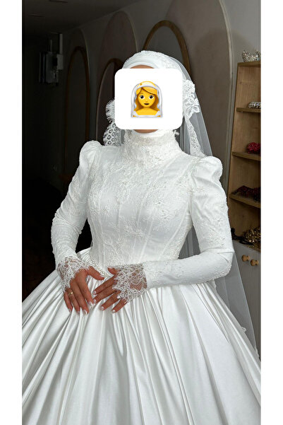 GAMZE Tesettür Dantel gelinlik,tesettür saten gelinlik,tesettür gelinlik