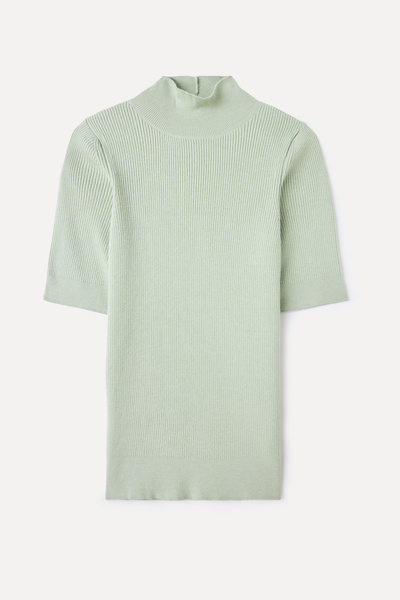 Mudo Fitted Stand-Up Collar 3/4 Sleeve Knitwear Sweater