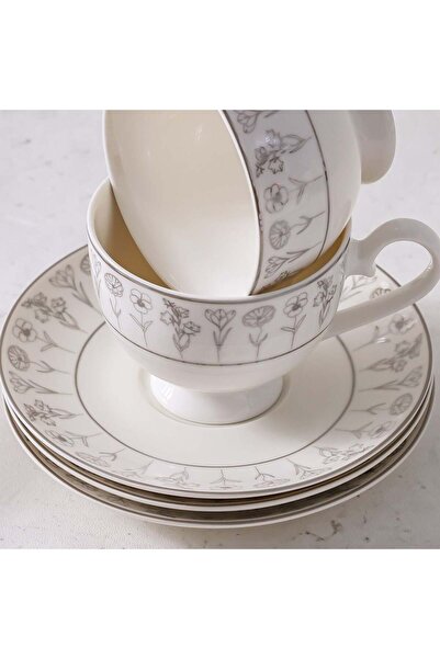 Danube Home Youthful Bite Sparkle 8-Piece Tea Set – Elegant Dishwasher Safe Cups & Saucers for 4
