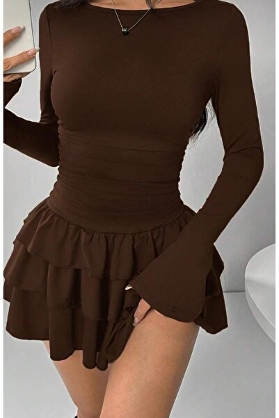 sozan Mini Dress with Layered Skirt and Flounces