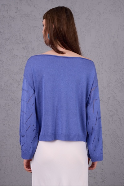 Su Moda îmbrăcăminte pentru femei pulover mercerizat cu gât barcă Uzunkol design brodat cu pietre