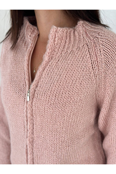 b buhari bykoc High Neck Zippered Knitwear Cardigan