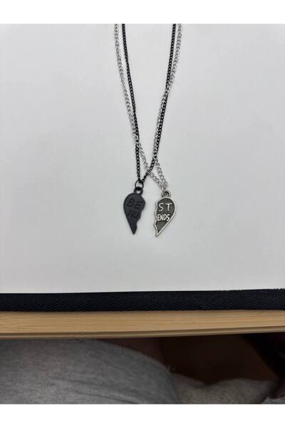 Herşey Nota Best Friends Heart Double Necklace – Best Friend Couple Necklace Set (2 Pieces)