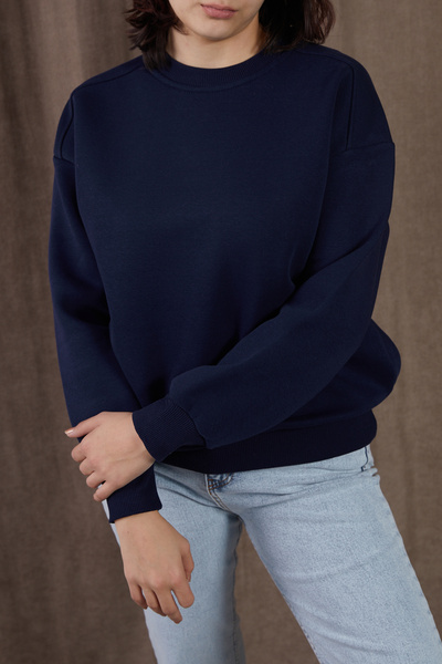DPARİS Crew Neck Three Thread Ribbed Basic Sweatshirt
