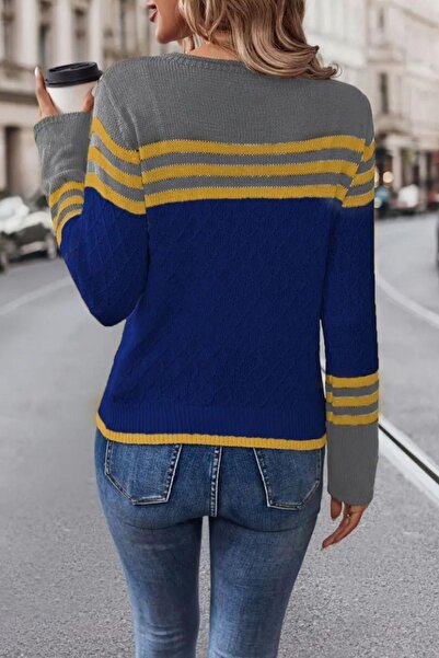 Mossta Велосипедна кофта з смугастим коміром - синя