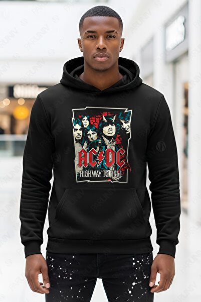 PARUNIV Hanorac barbati ACDC Highway to Hell, Regular Fit, Bumbac Premium, Stil Casual