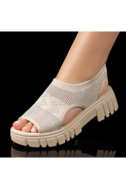 Modlet.ro Women's beige thick-soled sandals MOD08719