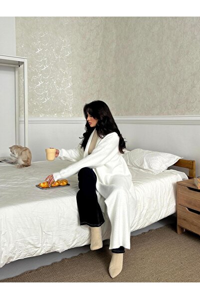 Serica Moda Cardigan lung cu barbă albă