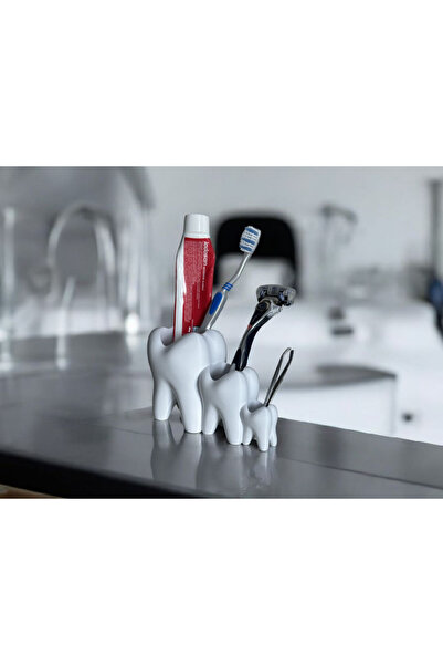 multiogz 3-Piece Tooth-Shaped Toothpaste and Toothbrush Stand |   Bathroom Organizer from Large to Small