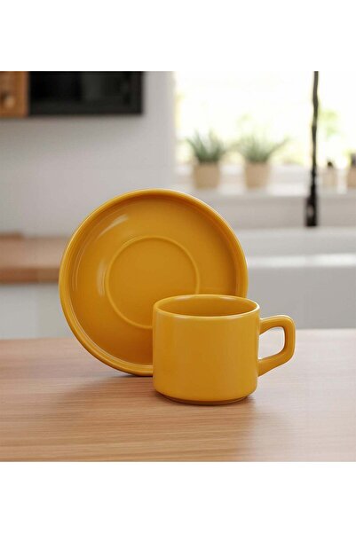 Trendmiya Orange Double Turkish Coffee and Tea Cup