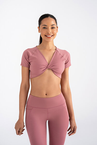 GYMXPRO Cross-Front Short-Sleeved Crop Top