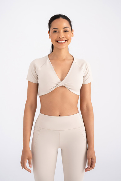 GYMXPRO Cross-Front Short-Sleeved Crop Top
