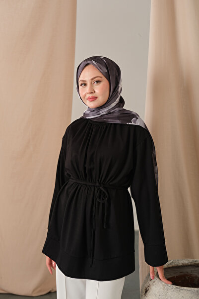 LOCCO Women's Elastic Waist Tunic Black