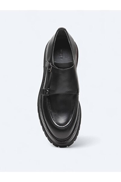 Kip Black Leather Smart Casual Shoes