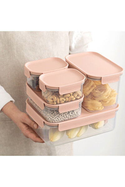 locknlock Classic Plus Square Food Container 860ml – Pink, 4-Side Locking, Stackable & Leakproof