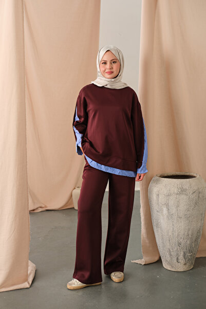 LOCCO Kadın Garnili Scuba Takım Bordo