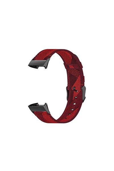 Edman replacement strap for Fitbit Charge 3 / 4 / SE, textile material, Red