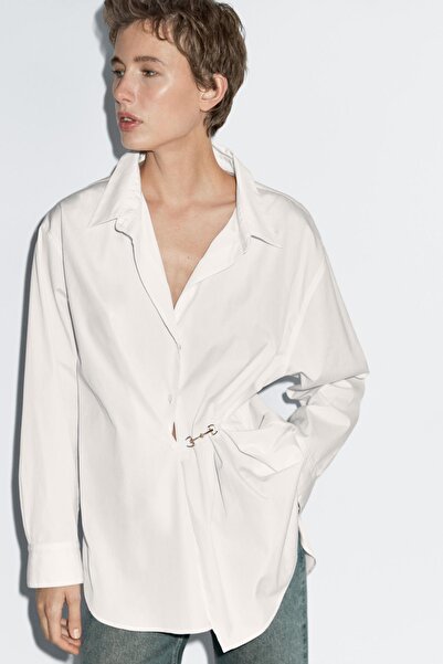 Massimo Dutti Metalik detaylı %100 pamuklu poplin gömlek