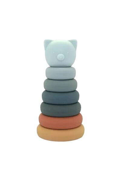 OEM Piramidă de porc din silicon, stivuibilă, bebeluși, 6 luni+, 16 cm