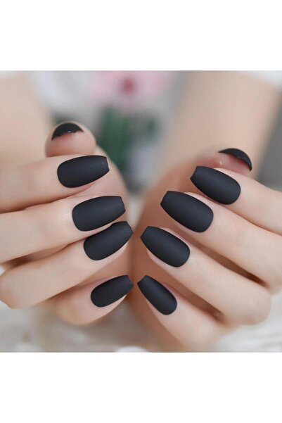KESNUP Set de 24 de unghii false Instant Nails Ballerina, negru mat