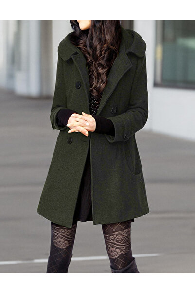 Sacrosa Yaka Detaylı Büyük Düğmeli Kaşe Kaban