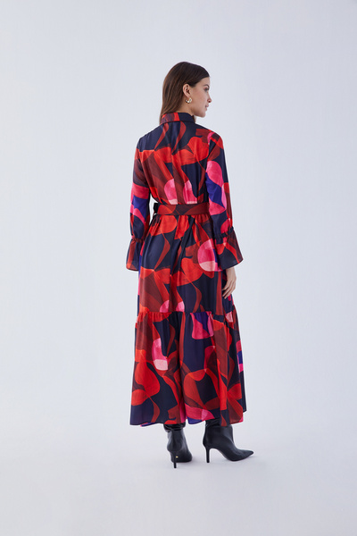 IDYL Shirt Collar Printed Dress