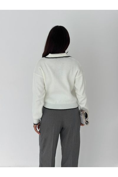 b buhari bykoc Soft Textured Polo Neck Knit Sweater