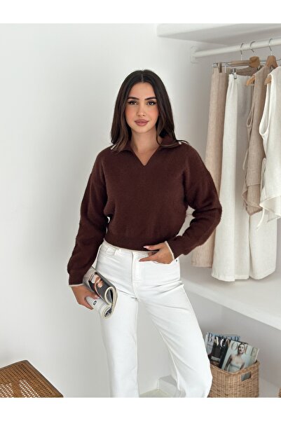 b buhari bykoc Soft Textured Polo Neck Knit Sweater