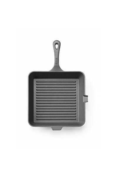 HENDI Tigaie grill din fontă, HENDI, neagră, 265x265x(H)50mm
