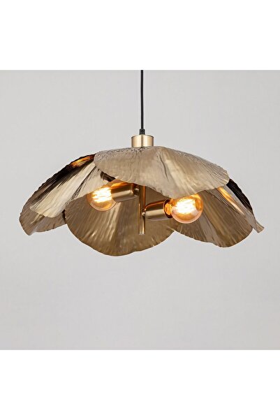Danube Home ثريا جريس المعلقة - قطر 70 سم، حديد ذهبي، لمبتان E27x2، إضاءة لغرفة المعيشة والطعام