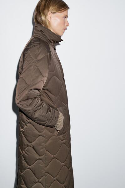 Massimo Dutti Su itici uzun şişme mont